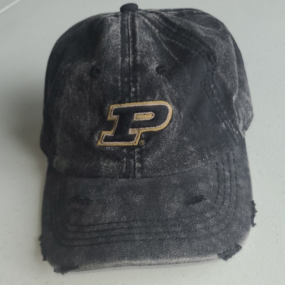 Purdue Distressed Black Cap